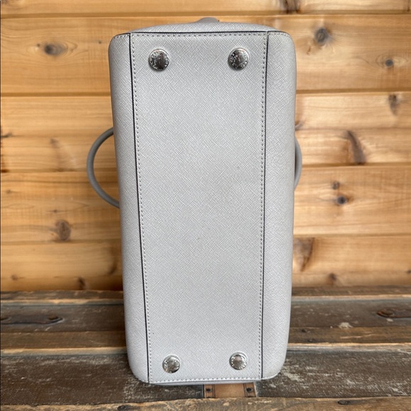 Michael Kors Light Gray Ciara Large Saffiano Leather Satchel - Picture 11 of 16